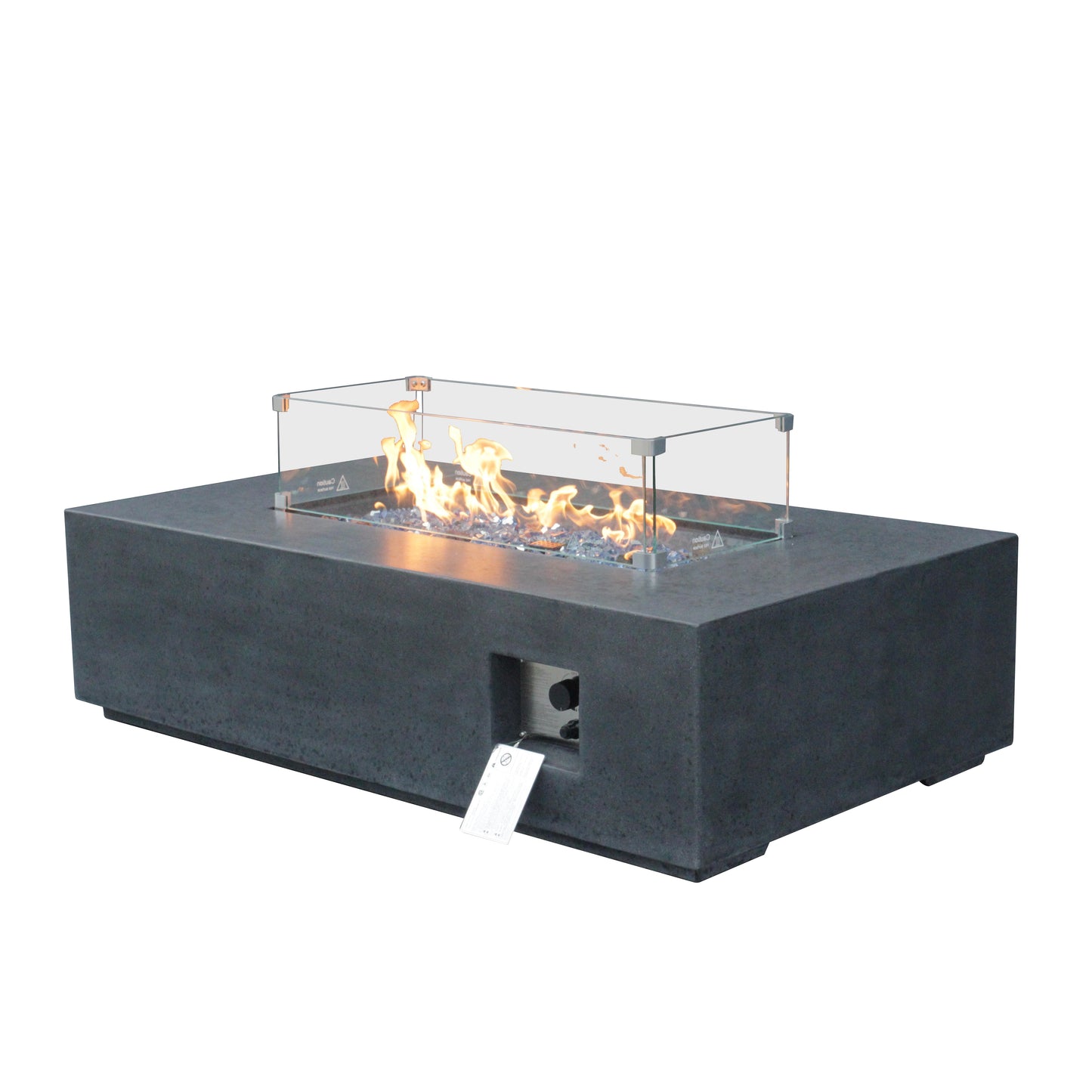 Propane Fire Pit Table – 52-Inch Rectangular Concrete, Dark Gray
