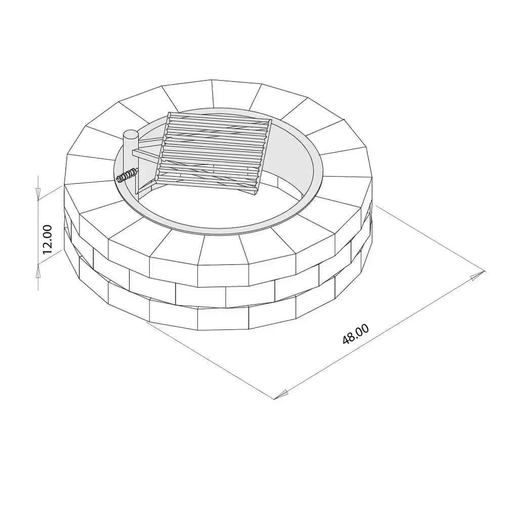 48-Inch Round Concrete Fire Pit Kit with Cooking Grate