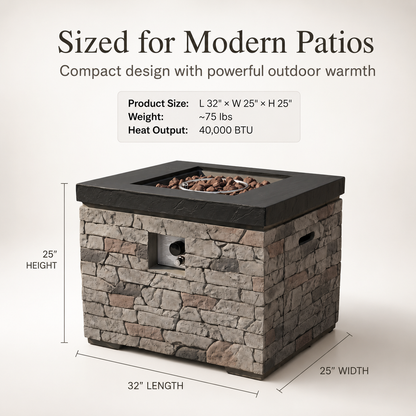 32-Inch Propane Fire Pit Table with Hidden Tank Storage