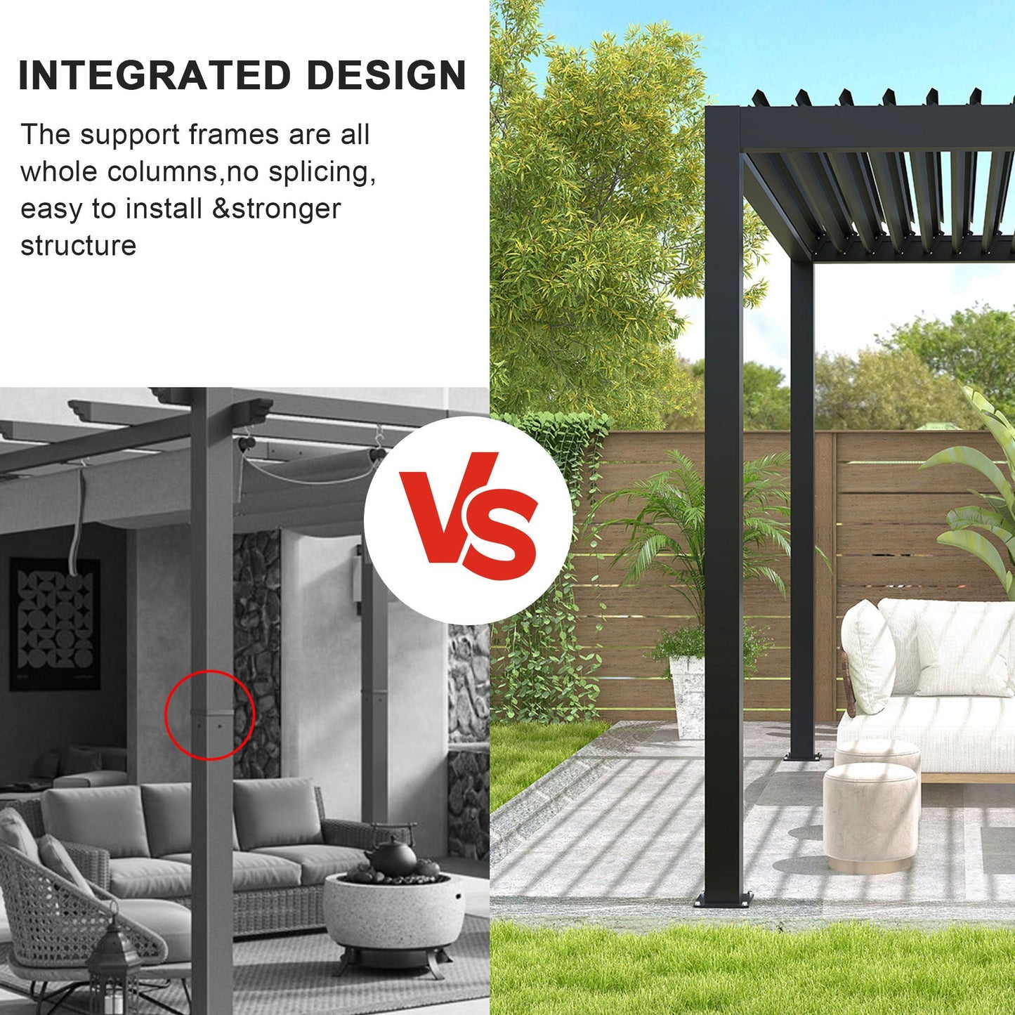 Louvered Pergola with Aluminum Frame & Steel Roof – Black