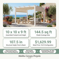 120"L X 120"W X 108"H Vinyl Malibu Canopy Pergola, White, VA42057 — Results & Stats