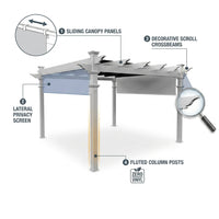 120"L X 120"W X 108"H Vinyl Malibu Canopy Pergola, White, VA42057 — How It Works