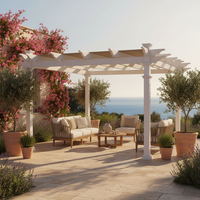 Vinyl Canopy Pergola Built for All-Weather Use, Adjustable Canvas Shade, 10x10 Coverage, White Finish