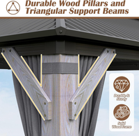 Wood Gazebo Built for Year-Round Outdoor Use, 12x14 Cedar Frame, Steel Double Roof, Netting & Curtains
