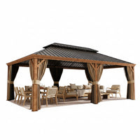 Outdoor Hardtop Gazebo Built to Create Year-Round Entertainment Space, 14x22 Ft, Galvanized Steel Roof, Aluminum Frame