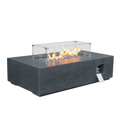 Propane Fire Pit Table – 52-Inch Rectangular Concrete, Dark Gray