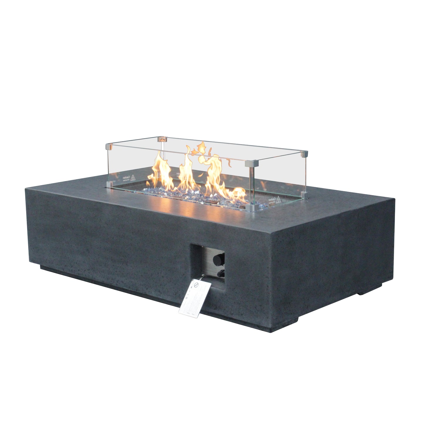 Propane Fire Pit Table – 52-Inch Rectangular Concrete, Dark Gray