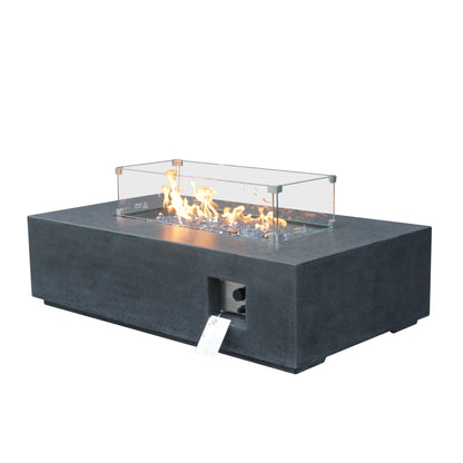 Propane Fire Pit Table – 52-Inch Rectangular Concrete, Dark Gray