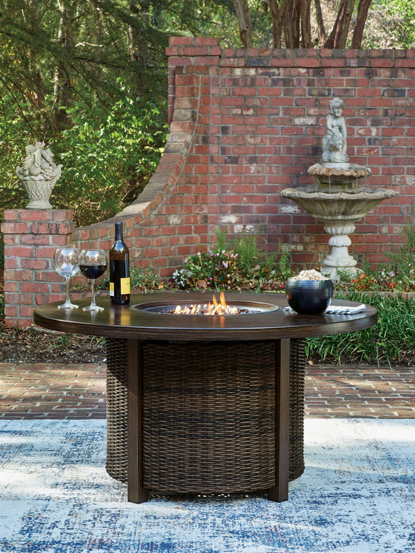 Round Gas Fire Pit Table – 48-Inch, 55,000 BTU, Dark Brown