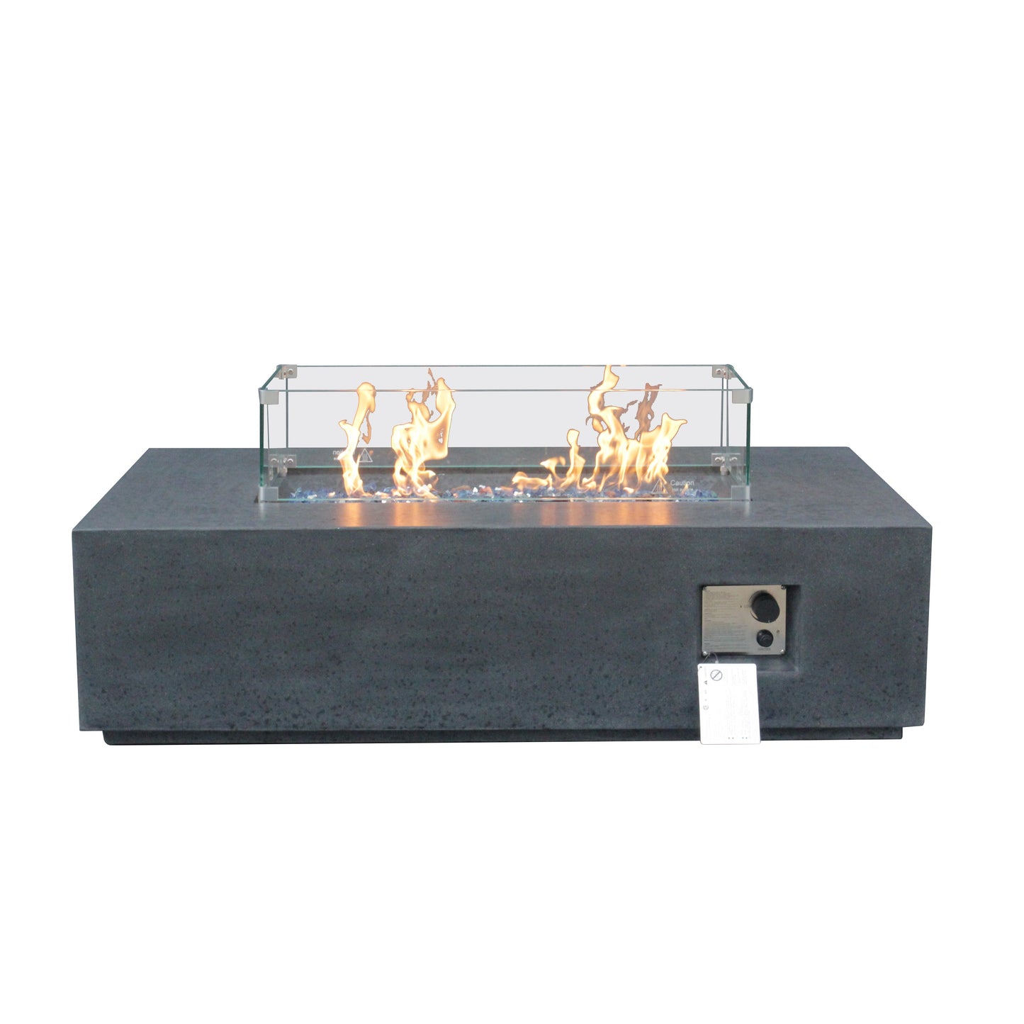 Propane Fire Pit Table – 52-Inch Rectangular Concrete, Dark Gray