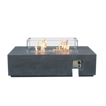 Propane Fire Pit Table – 52-Inch Rectangular Concrete, Dark Gray