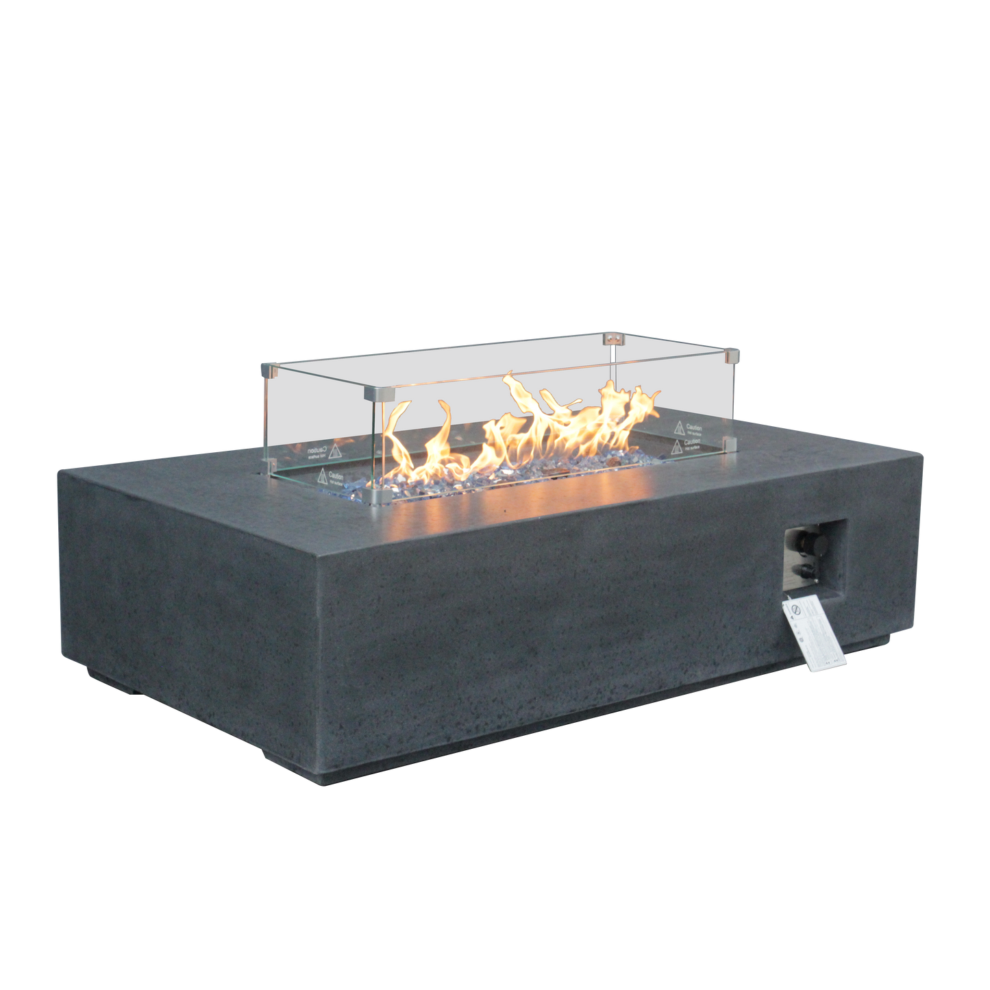 Propane Fire Pit Table – 52-Inch Rectangular Concrete, Dark Gray