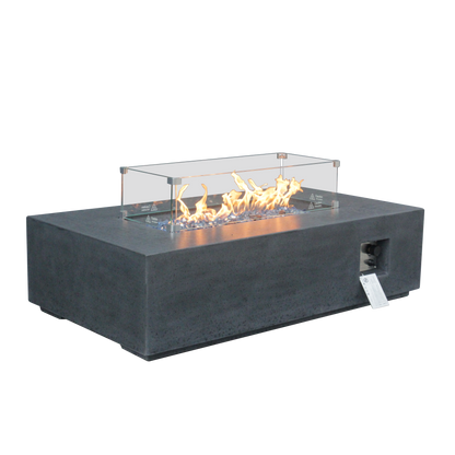 Propane Fire Pit Table – 52-Inch Rectangular Concrete, Dark Gray
