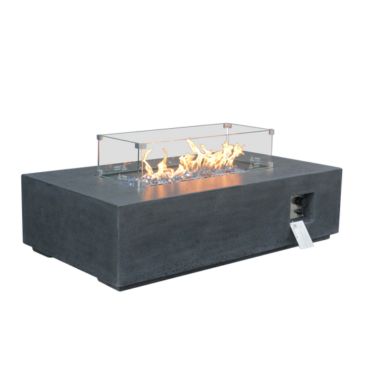 Propane Fire Pit Table – 52-Inch Rectangular Concrete, Dark Gray