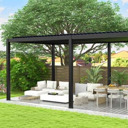 Louvered Pergola with Aluminum Frame & Steel Roof – Black