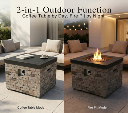 32-Inch Propane Fire Pit Table with Hidden Tank Storage