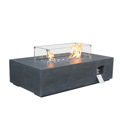 Propane Fire Pit Table – 52-Inch Rectangular Concrete, Dark Gray