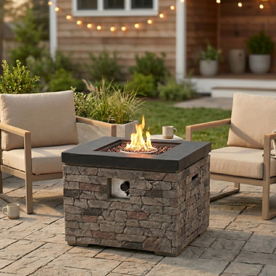 32-Inch Propane Fire Pit Table with Hidden Tank Storage