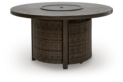 Round Gas Fire Pit Table – 48-Inch, 55,000 BTU, Dark Brown