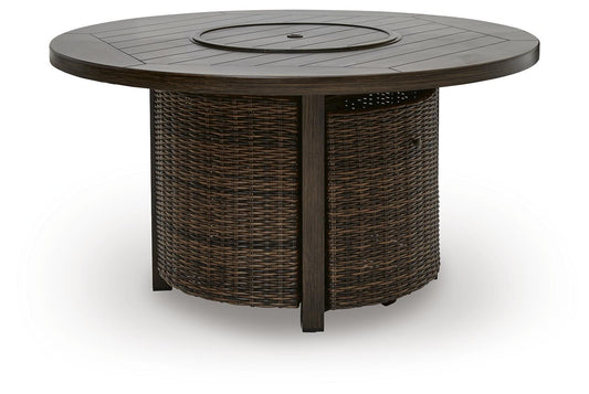 Round Gas Fire Pit Table – 48-Inch, 55,000 BTU, Dark Brown