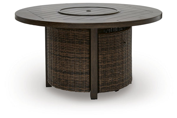 Round Gas Fire Pit Table – 48-Inch, 55,000 BTU, Dark Brown