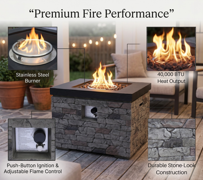 32-Inch Propane Fire Pit Table with Hidden Tank Storage