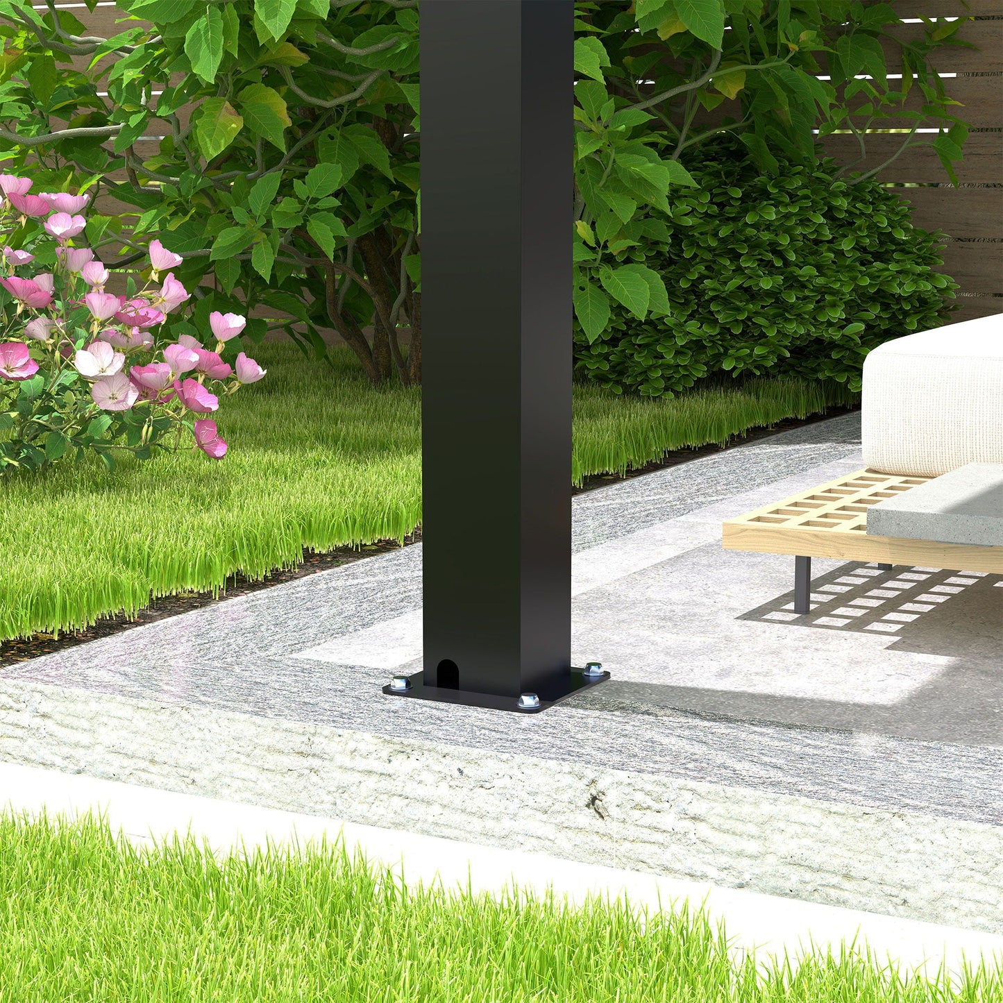 Louvered Pergola with Aluminum Frame & Steel Roof – Black