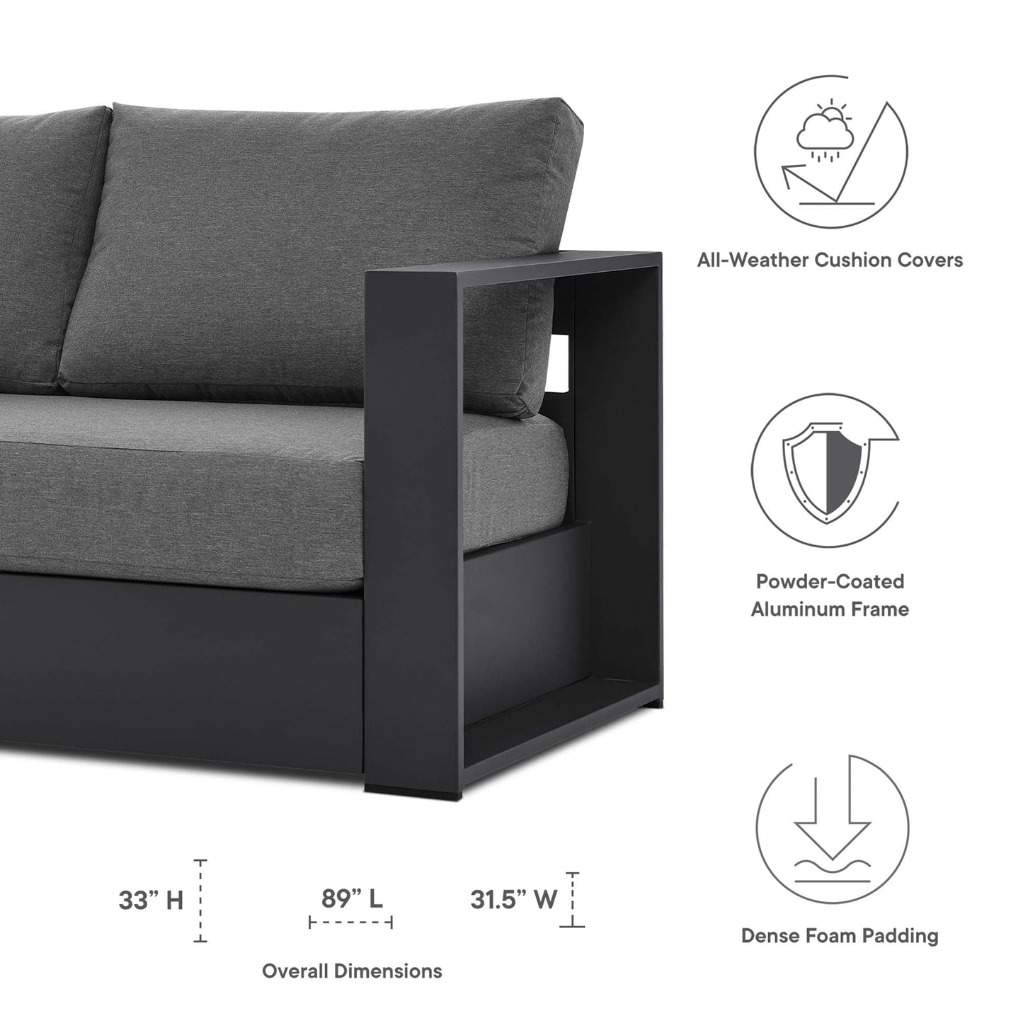 4-Piece Aluminum Patio Conversation Set – Modway Tahoe