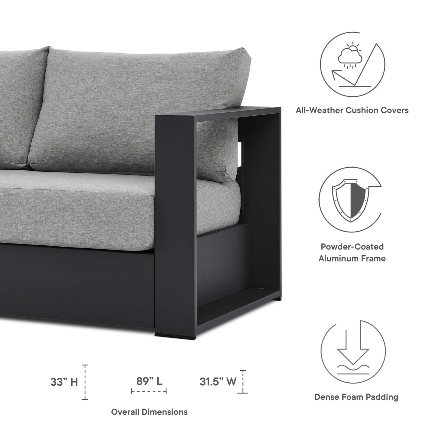 4-Piece Aluminum Patio Conversation Set – Modway Tahoe
