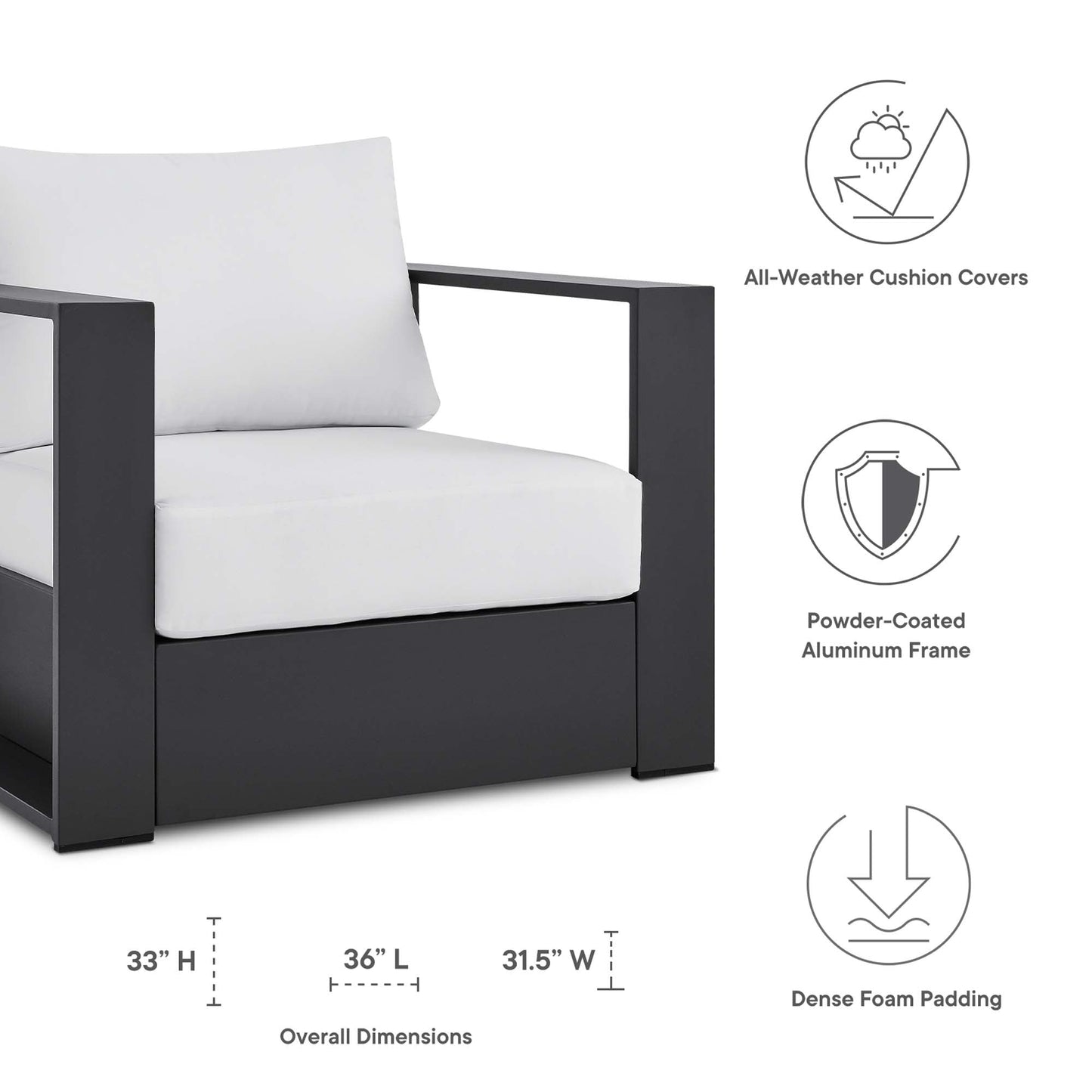 4-Piece Aluminum Patio Conversation Set – Modway Tahoe