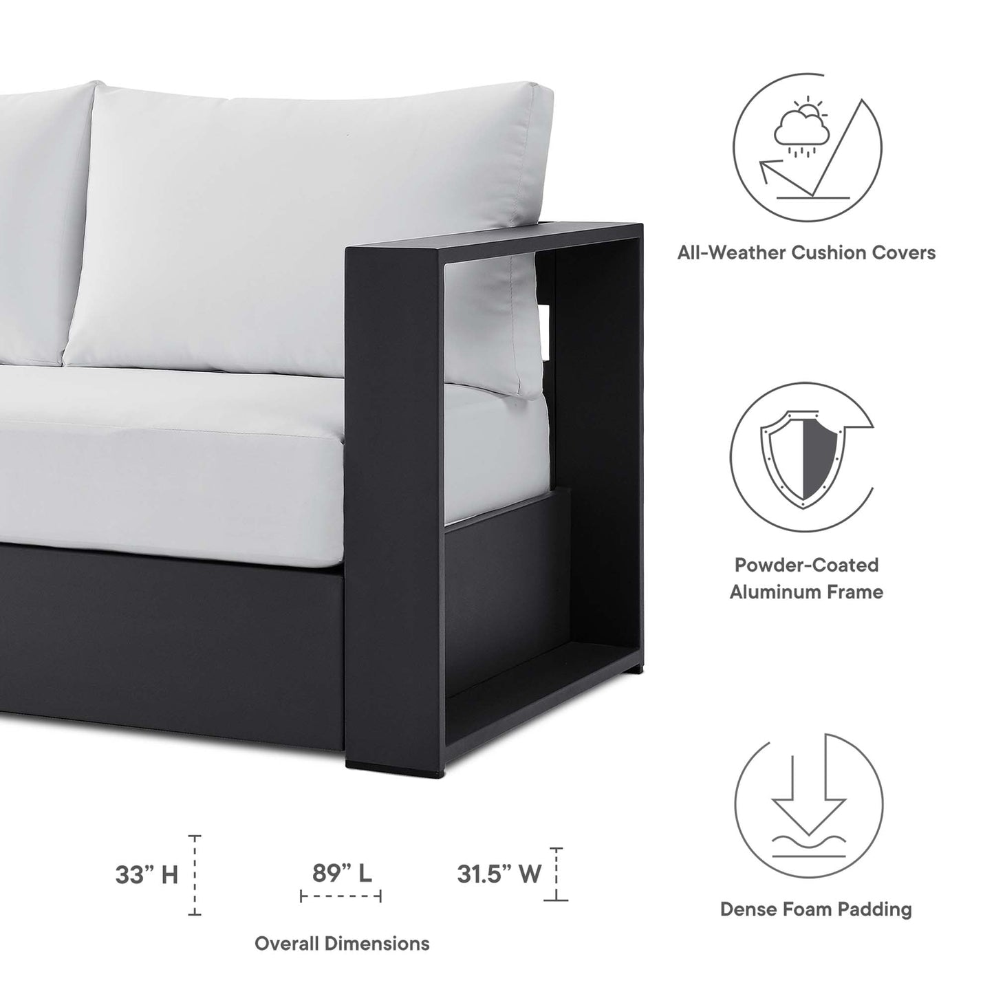 4-Piece Aluminum Patio Conversation Set – Modway Tahoe