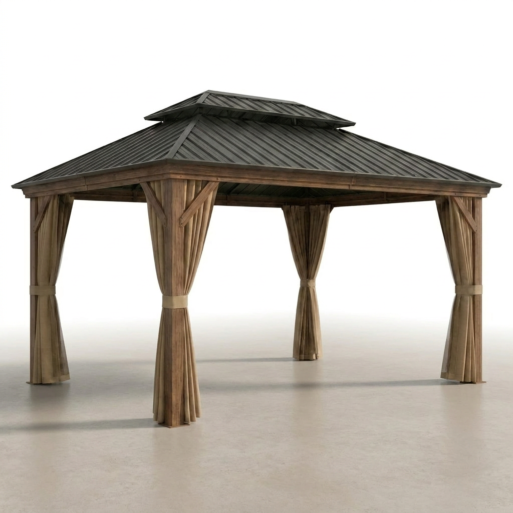 Outdoor Hardtop Gazebo Built to Create Year-Round Entertainment Space, 14x22 Ft, Galvanized Steel Roof, Aluminum Frame — Studio Shot