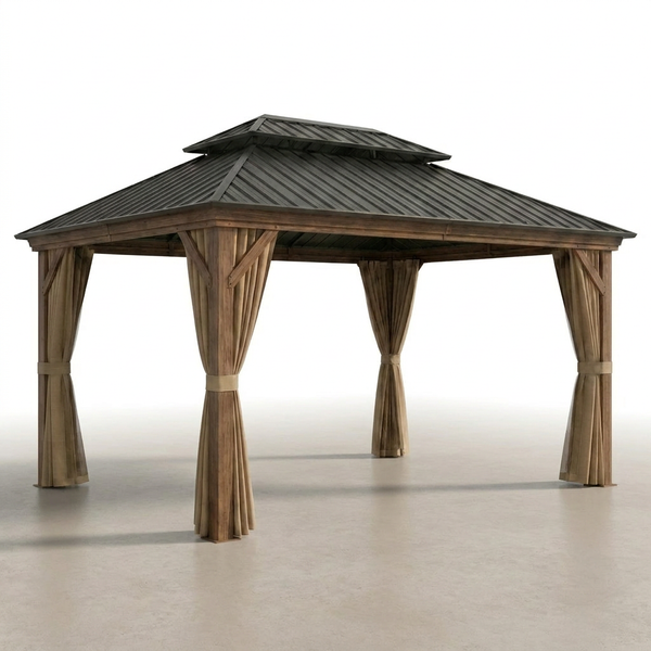 Outdoor Hardtop Gazebo Built to Create Year-Round Entertainment Space, 14x22 Ft, Galvanized Steel Roof, Aluminum Frame — Studio Shot
