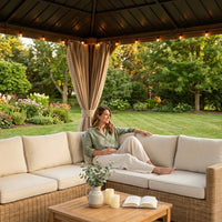 Outdoor Hardtop Gazebo Built to Create Year-Round Entertainment Space, 14x22 Ft, Galvanized Steel Roof, Aluminum Frame — Lifestyle