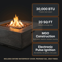 Outdoor Propane Fire Pit, 30000 BTU Column Propane Fire Pit, Wood-Look Surface — Results & Stats