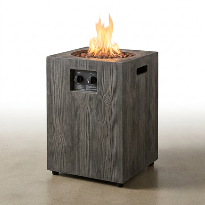 Propane Fire Pit Designed for Outdoor Entertaining, 30000 BTU Heat Output, Wood-Look Finish, Electronic Ignition