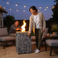 Outdoor Propane Fire Pit, 30000 BTU Column Propane Fire Pit, Wood-Look Surface — Lifestyle