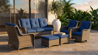 Patio Furniture Set 6-Piece Outdoor Patio Conversation Set with Blue Cushions Lawn Furniture — Lifestyle