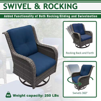 Outdoor Patio Furniture Set Built for All-Weather Gatherings, 6-Piece Conversation Set, Blue Cushions, Steel Frame