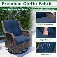 Outdoor Patio Furniture Set Built for All-Weather Gatherings, 6-Piece Conversation Set, Blue Cushions, Steel Frame