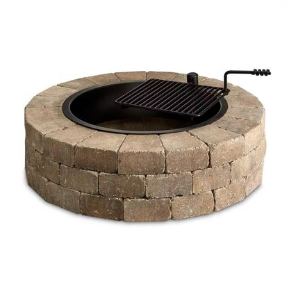 48-Inch Round Concrete Fire Pit Kit with Cooking Grate