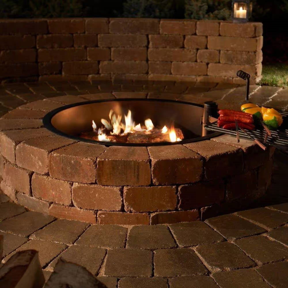 48-Inch Round Concrete Fire Pit Kit with Cooking Grate