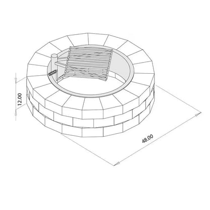 48-Inch Round Concrete Fire Pit Kit with Cooking Grate
