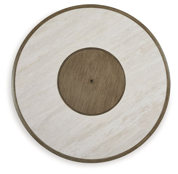 Round Gas Fire Pit Table – 48-Inch Sintered Stone, Beige