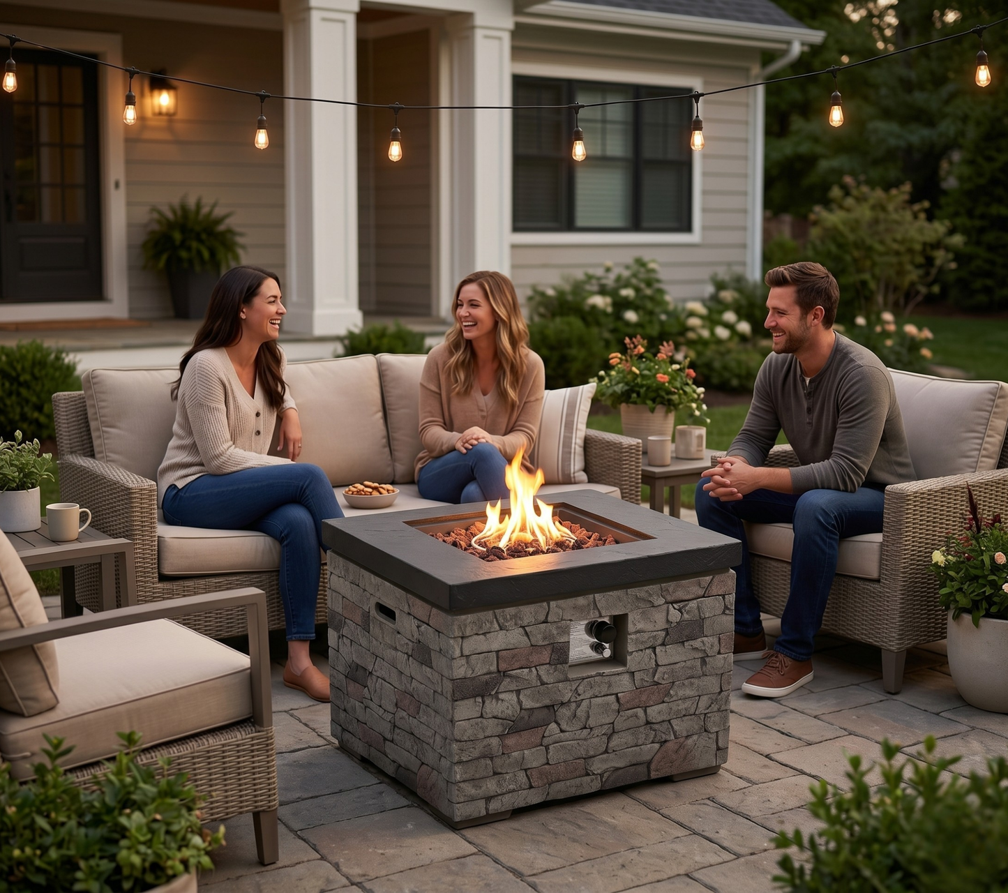 32-Inch Propane Fire Pit Table with Hidden Tank Storage
