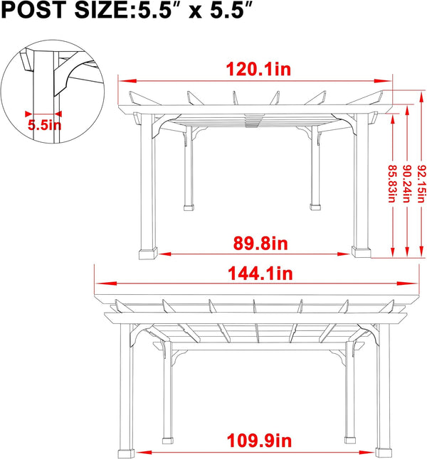 Cedar Wood Pergola with Slatted Trellis Roof – 10' × 12'