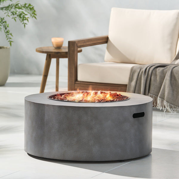 Round Iron Fire Pit with Electronic Ignition – 40,000 BTU