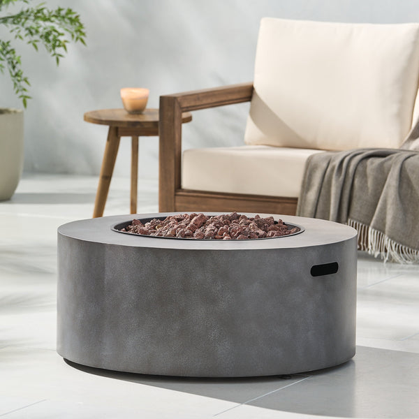 Round Iron Fire Pit with Electronic Ignition – 40,000 BTU